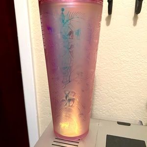 Starbucks Holiday 2022 Lace Rose Gold - light pink velvet soft touch tumbler